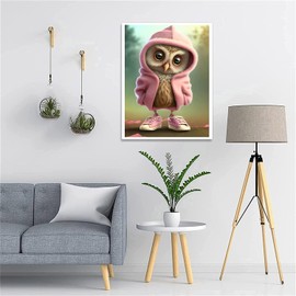 Diamond Painting Art Kits, 5D Diamond Painting Kits for Adults and Kids, Round Crystal Full Drill Diamond Painting Art, Animals Painting Picture Cross Stitch Arts Home Wall Decor (Owl 40x 30cm)