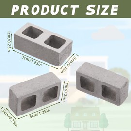 Civaner 50 Packs Miniature Cinder Blocks 1/12 Scale Mini Bricks Concrete Tiny Dollhouse Accessories for Garden Kitchen Landscaping Model Architect Buildings DIY Construction Office Desk Toys Supplies