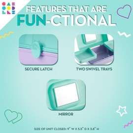 Caboodles Caboodles Pretty in Petite Makeup Box, Two-Tone Seafoam on Lavender, Hard Plastic Organizer Box, 2 Swivel Trays, Fashion Mirror, Secure Latch for Safe Travel