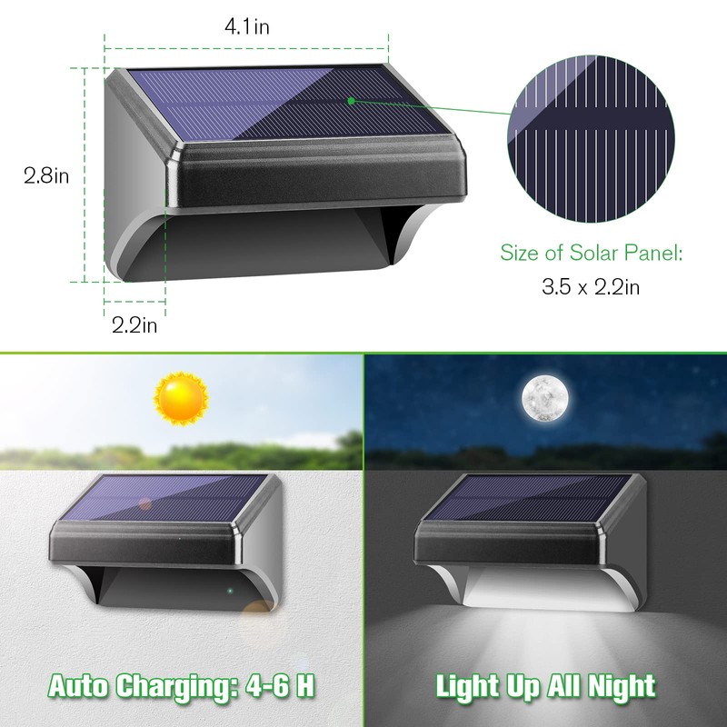 Bridika Solar Fence Lights Warm White & White, Solar Outdoor