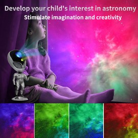Pasun Galaxy Projector Star Projector Night Light with Aliensun Voice Interaction Astronaut Ceiling Projector with Remote Control Timer Speaker 360° Rotation for Bedroom Room Decor Gifts