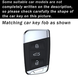 ontto Key Cover Fit for VW Smart Remote Key Handmade Leather Car Key Holder Durable Key Fob Case Compatible with Volkswagen Arteon Atlas Golf Alltrack Jetta GLI Passat Taos SEL Accessories Black