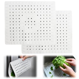 Huamirra Sink Liner, Pack of 2 Rubber Sink Liners, Sink Mat with Drain Hole, Drip Mat, Sink Insert Square, 31 x 26 cm, for Kitchen and Bathroom (Grey)