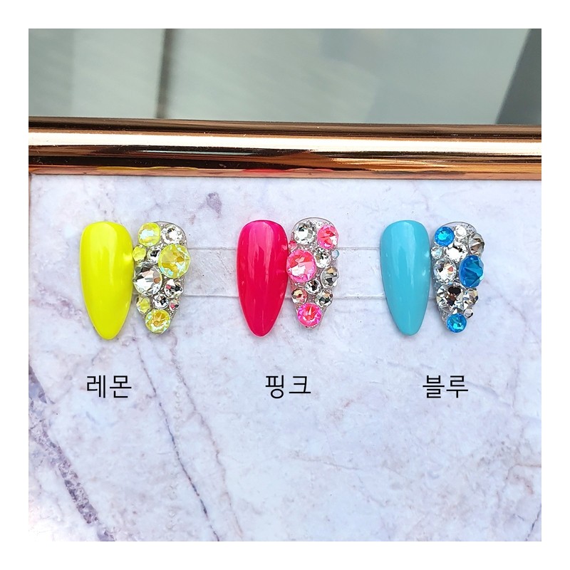 Summer sniper (lemon, pink, blue) handmade nail tips - long