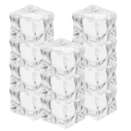 BESTOYARD 20Pcs Simulated Ice Cubes Acrylic Rocks for Party Decoration Wedding Vase Fillers Photography Props - Realistic Look No Melting