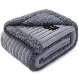 luciphia Waterproof Washable Dog Blanket, Pet Blanket for Dogs, Cats, Puppies, Cuddly Blanket, Soft Fluffy Sherpa Fleece, Cat Blanket, Medium Size for Bed, Sofa, Couch, Grey (71 x 102 cm)