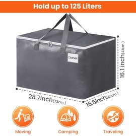 BlissTotes Large Moving Boxes and with Zippers & Handles Moving Supplies with lids, Heavy Duty Totes for Storage Bags for Space Saving, Fold Flat, Moving and Storing 125L, 8 Pack