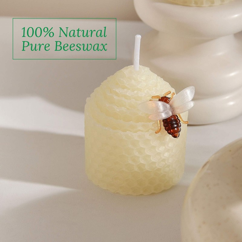 Beeswax Votive Candles 12 Pack, Hand-Rolled Honeycomb Bees Wax Candle