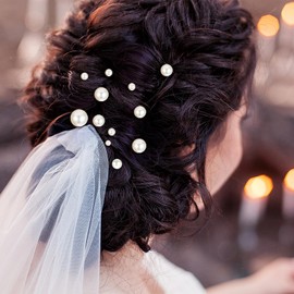 Nogeqi 18PCS Pearl Hair Pins, U Shaped Pearl Bobby Pins, Wedding Bridal Hair Accessories for Women Girls Brides Bridesmaid(Gold)