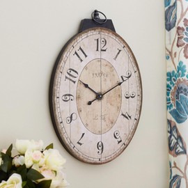 MODE HOME 29 Inch Oval Wall Clock for Living Room Decor, French Vintage Farmhouse Wall Clocks Decorative for Home, Large Wall Clock Battery Operated