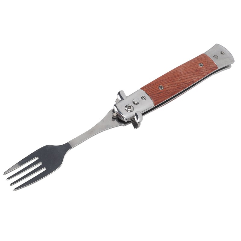 Spring Fork Rosewood Handle Stainless Steel Foldable Spring Fork for