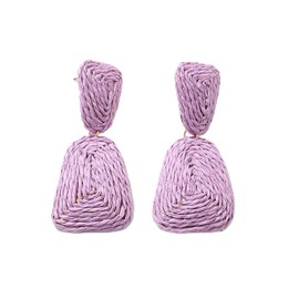 Purple Raffia Earrings for Women Cute Rattan Earrings Boho Earrings Summer Earrings for Women 2024 Straw Wrap Earrings for Teen Girls