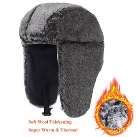 XINCHIA Unisex Kids Winter Trapper Hat Thermal Fur Lined Winter Hat with Ear Flaps Waterproof Outdoor Ski Hat Warm Russian Skiing Hat with Warm Thick Lamb Wool Liner for Boys and Girls Aged 5-15Y