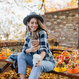 Fall Party Decorations, 9pcs Fall Table Decorations Centerpieces, Fall Festival Decorations 3D Double Side Honeycomb Centerpiece for Fall Thankgiving, Fall Decorations for Office