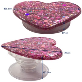 Glitter Heart Folding Smartphone Grip Sockets Korean Smartphone Ring Stand Grip Tok Bunker Ring Smartphone Drop Prevention Mobile Ring Grip Cute (Blue)