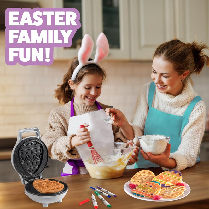 Mini Easter Egg Waffle Maker- Make Holiday Morning Breakfast Special