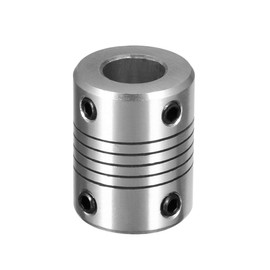 sourcing map 8mm to 10mm Aluminum Alloy Shaft Coupling Flexible Coupler Motor Connector Joint L25xD18 Silver