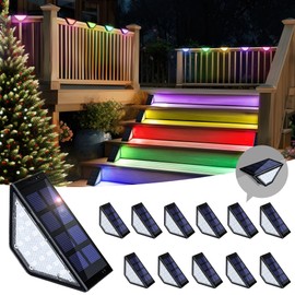 SOLPEX Solar Step Lights, Solar Lights Outdoor Waterproof Decor for Stair, Step, Deck, Fence, Front Porch, Balcony, Patio, Wall, Yard, Garden (12 Pack,RGB)