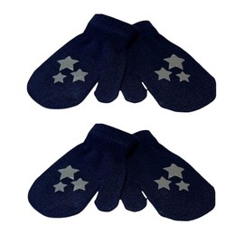 WESTEND CHOICE Kids Magic Mittens 2 Pairs Winter Warm Baby Mitten Girls Boys Toddler Children’s Soft Mitten Gloves Age 0-3 (Navy)