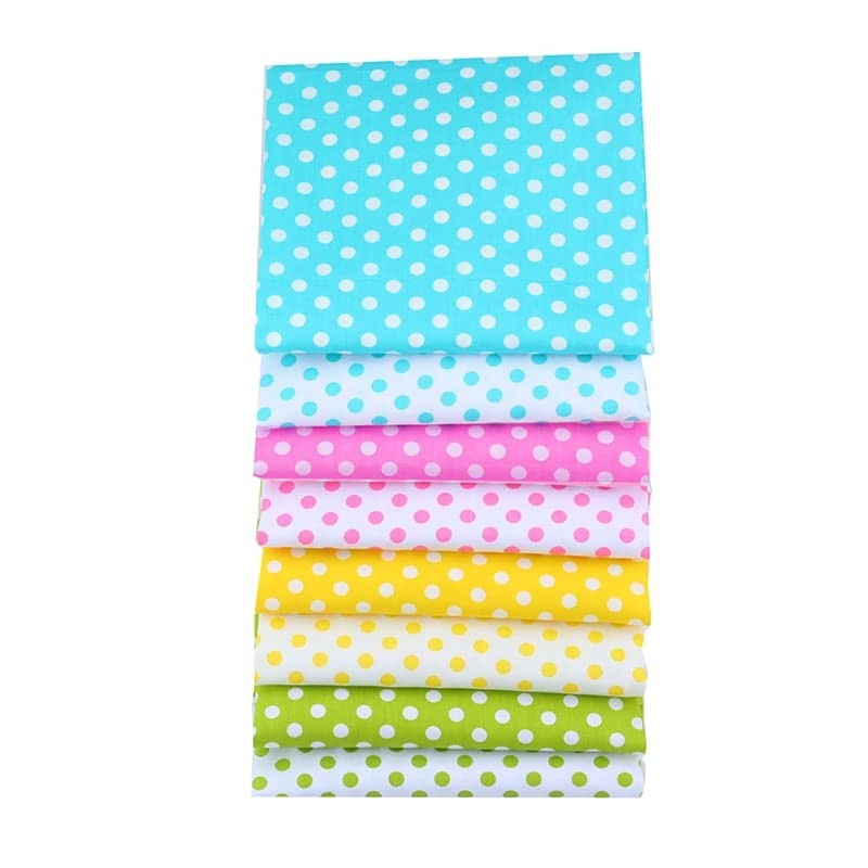 CraftsFabrics 8pcs 40*50cm (16" x 20") Colourful Polka Dot Pattern