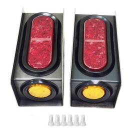 LIBRA 2 Steel Trailer Light Boxes with 6" LED Oval Tail Lights & 2" LED Amber Round Side Lights with wire connectors