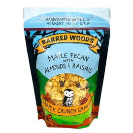 Barred Woods Maple Crunch Granola - Maple Pecan with Almonds and Raisins - Sweetened With Only Our Own Vermont Organic Maple Syrup and Maple Sugar - 10oz Bag (Case of 6 Bags)