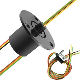 DAOKI Capsule Slip Ring, V-Groove Ring 12.5mm Signal Transmit Electrical CIRCUITSx2A 360° Rotary Joint 300Rpm 240VAC 6 Wires for Monitor Robotic Electrical Test Equipment Monitoring System