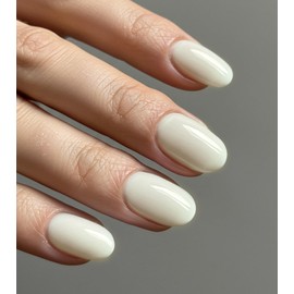 Morily White Press on Nails - Glossy Short Oval Fake Stick on Nails, Reusable Full Cover Artificial False Fingernails for Women, 24 Pcs in 12 Sizes