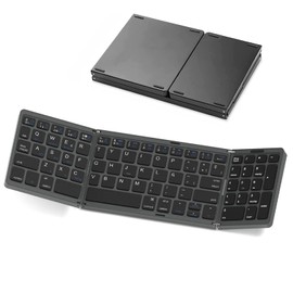 Teclado Plegable Español Ñ,Teclado Bluetooth para Tablet con Teclado Numérico Compatible con Todos Android,Windows,PC Dispositivo,Recargable Tri-Plegable de Diseño Español Portátil Teclado(Gray)