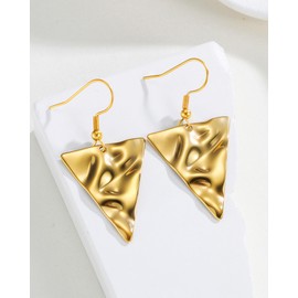 Gold Earrings for Women Stainless Steels 18K Gold Plated Dangle Drop Earrings Hypoallergenic Jewellery Gifts for Women Girls Birthday Christmas(Triangle)