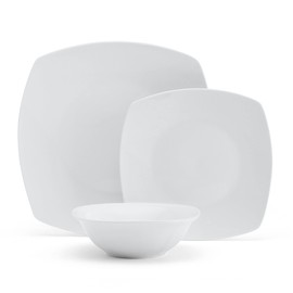 Studio Nova Tara 12 Piece Square Dinnerware Set, Service for 4, White