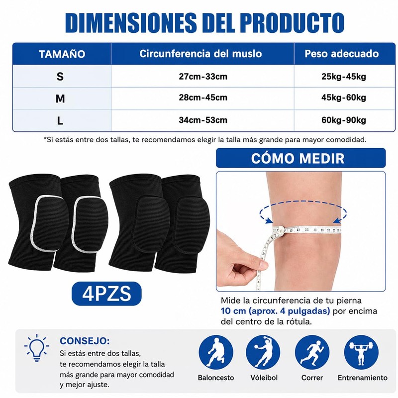 NIAWEA 2 Par Rodilleras de Voleibol y Ballet con Almohadilla