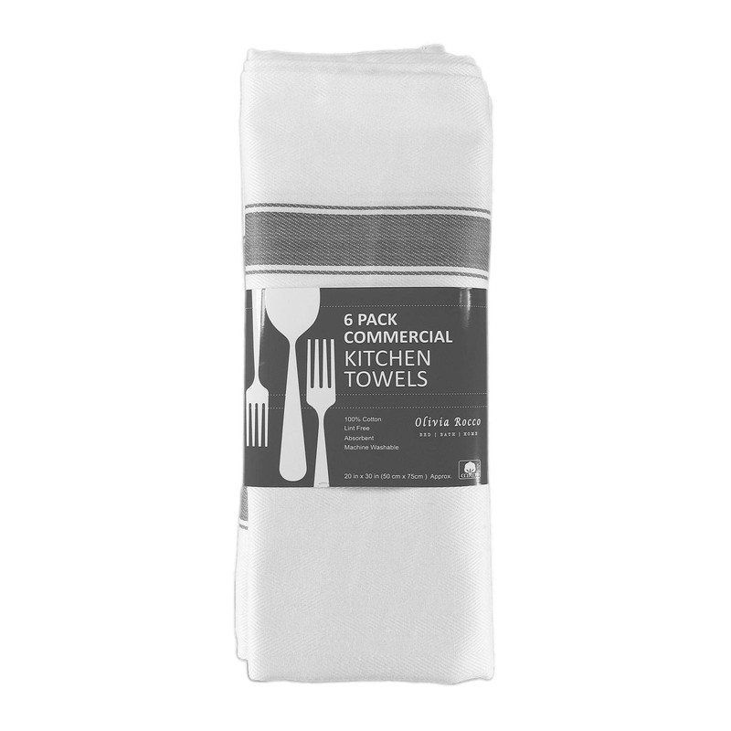 Pack of 6 Kitchen Tea Towels Large 100% Cotton Commercial
