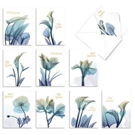 The Best Card Company - 10 Sympathy Thank You Cards (4 x 5.12 Inch) - Boxed Flower Condolence Gratitude - Blooming Expressions AM6221STG-B1x10