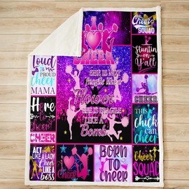 Manfei Cheerleader Throw Blanket Girls Dancer Fleece Blanket Geometric Checkered Print Bed Blanket for Kids Girls Teens Room Decor, Soft Cheerleading Flannel Blanket, Throw Size (50 x 60 Inches)