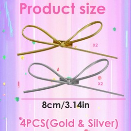 ASOMI Set of 4 Simple Fashionable Hair Pins with Leather Bow, Vintage Y2K Style, Charming Hair Accessories Set for Women and Girls (Gold, Silver)