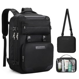 Maelstrom Travel Backpack for Women Men,35L Laptop Backpack Fits 17-Inch Laptop,Carry On Backpack for Airplanes with Crossbody Bag&Shoe Compartment&Toiletry Bag,Black,Large