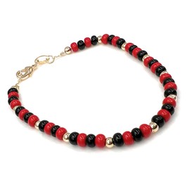 18K Gold Plated Elegua Beads Bracelet "8.5 Inches" Length Religions of Santeria