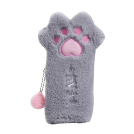 UYRVAPE Plush Pencil Case, Pencil Case Cat, Cat Claws Pencil Case, Kids Pencil Case Cat, Cat Stationery for Girls Boys Teen Gift, gray