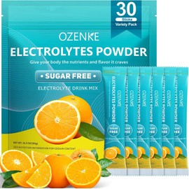 OZENKE Electrolytes Powder Packets, 30 Sticks Hydration Packets Sugar Free, Electrolyte Drink Mix Portable Electrolyte Packets for Rapid Hydration, 0 Sugar & 0 Calorie, Orange Flavor