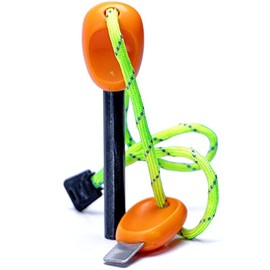 aZengear Flint and Steel Striker Fire Starter, Magnesium Ferro Rod | 10,000 Strikes Survival Kit with Fluorescent Paracord for Emergency, Camping, Bushcraft