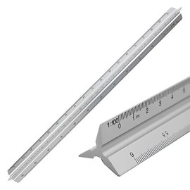 Cyleibe Architectural Ruler Aluminum Triangle Metric 1:20 1:25 1:50 1:75 1:100 1:125 Standard 12 Inch Architectural Ruler for Architects Students Draftsmen Engineers Silver