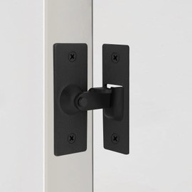 90 Degree Right Angle Stainless Steel Sliding Door Lock -3.17 Inch Barn Door Lock for Wooden Doors & Glass Doors (Black)