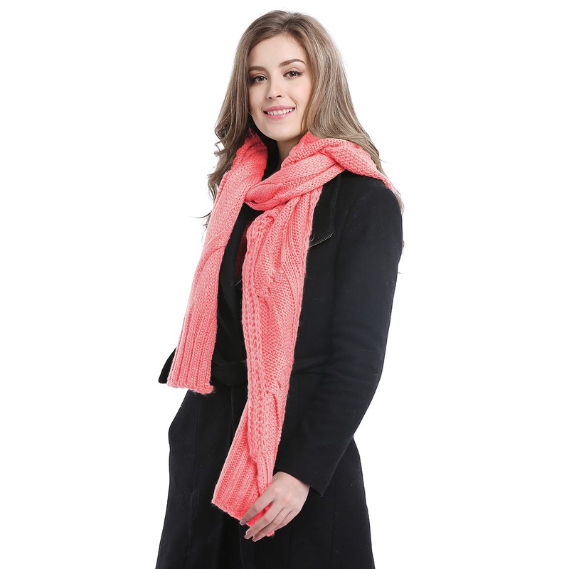 Bellady Bufanda de punto con capucha de invierno, Rosado, Talla