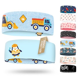 Children's Headband - Thin, Ultralight and Elastic Sports Headband for Boys and Girls (Construction Site Blue)