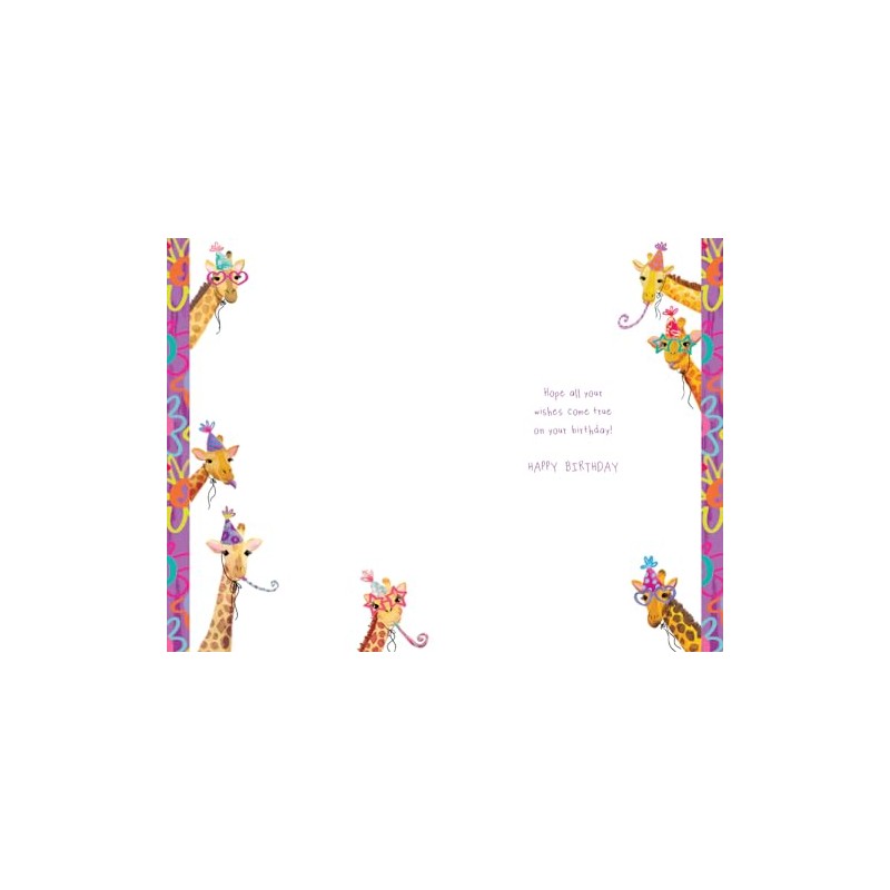 Great Granddaughter 7th Birthday Card Age 7 Giraffes 9" x