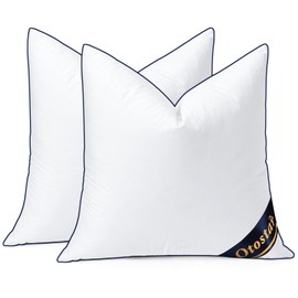 OTOSTAR 16x16 Down Alternative Fill Throw Pillow Inserts Set of 2, Soft Fluffy Synthetic Down Pillow Inserts with 100% Cotton Cooling Cover Decorative Throw Pillows for Sofa Couch Bed