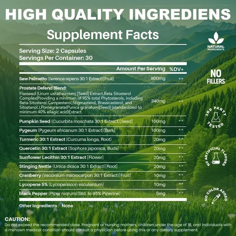 All-in-1 Saw Palmetto Supplements, Vegan, USA Made (60Count (Pack of