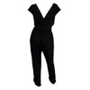 eVogues Plus Size Deep V-Neck Jumpsuit, S-black, 2X