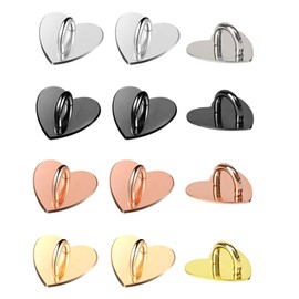 12PCS Phone Charm Heart Hooks, Adhesive Metal Finger Rings, Heart Shaped Cellphone Stand Holder, Finger Grip Loop Accessories Charm for DIY Phone Cases Pad Tablets